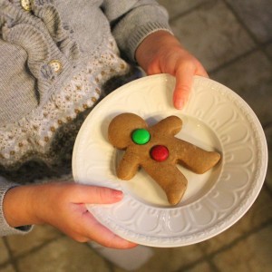 Holding cookie on plate