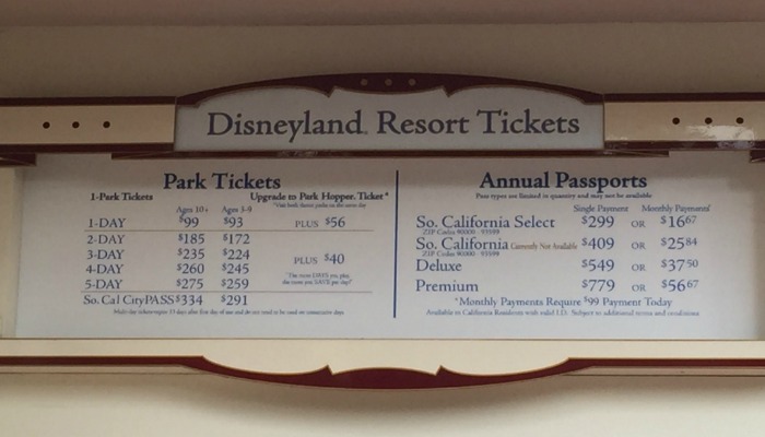 disneyland tickets price