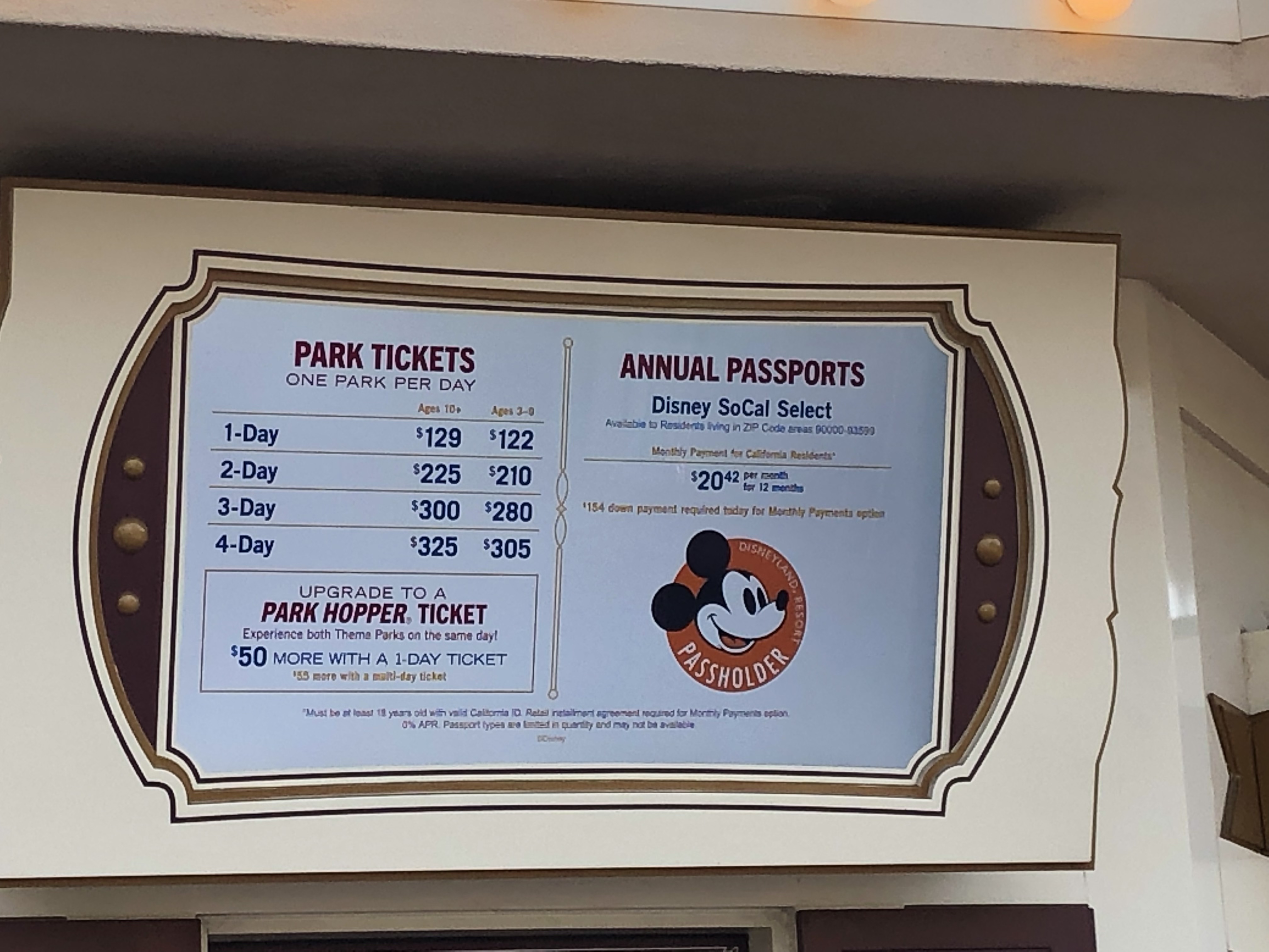 Disneyland Resort Ticket Price Increases for 2019in Disneyland